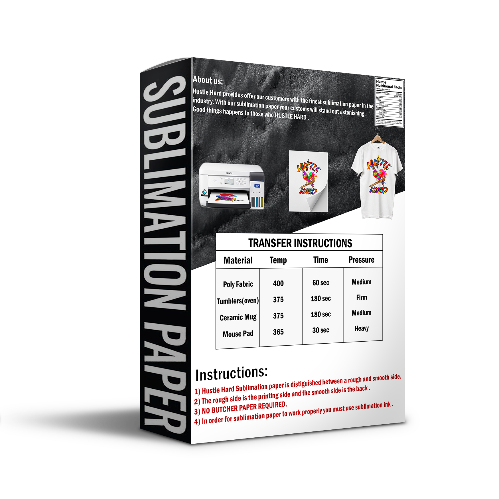 HH Sublimation Paper - 8.5 x 11 inches – Hustle Hard